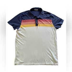 Marine Layer Mens Sunset Stripe cotton polo shirt size large